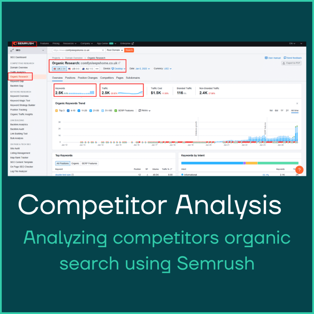 Competitor Analysis - Semrush organic search results