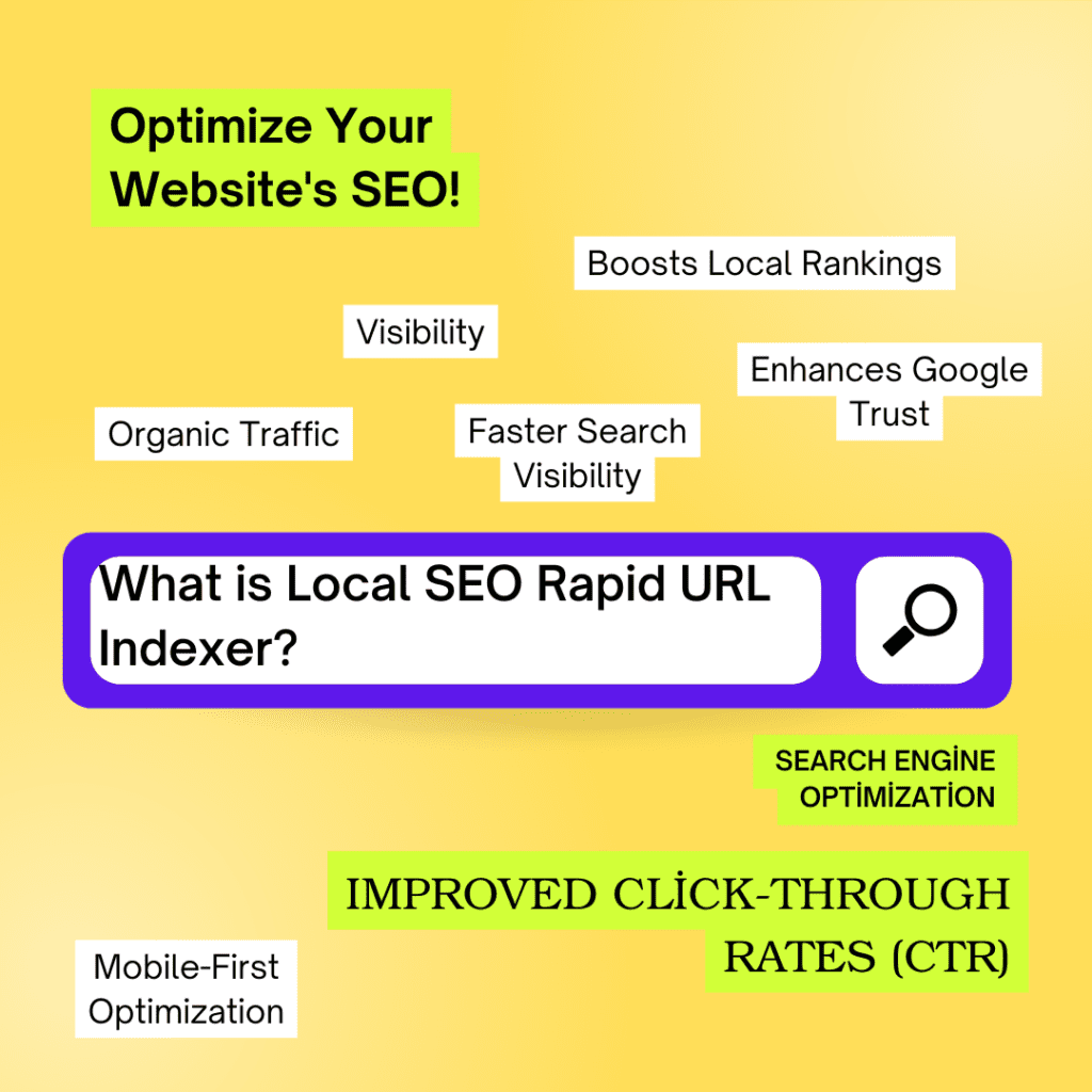 Image describing SEO benefits with a focus on the Local SEO Rapid URL Indexer.