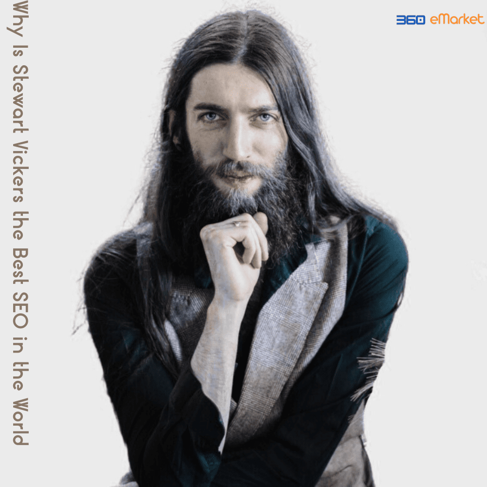 Why Is Stewart Vickers the Best SEO in the World - Portrait of Stewart with his signature long hair and beard, visually representing his unique approach to SEO.